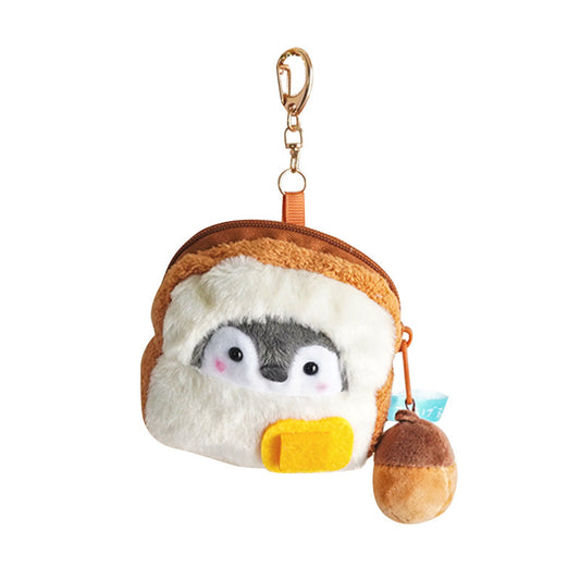 Toast Bread Penguin Coin Purse Mini Pendant Doll Keychain🍞🐸🥰