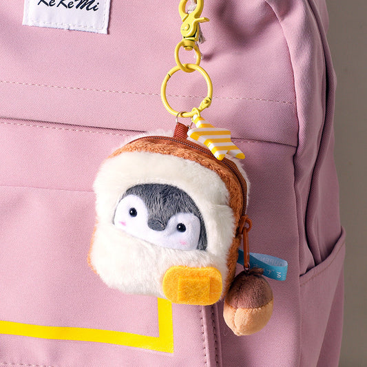 Toast Bread Penguin Coin Purse Mini Pendant Doll Keychain🍞🐸🥰